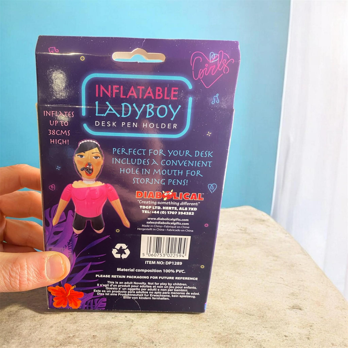 Inflatable Lady-Boy Desk Pen Holder 15” 🖊️ Adult Blow Up Doll Office Gag Gift😂