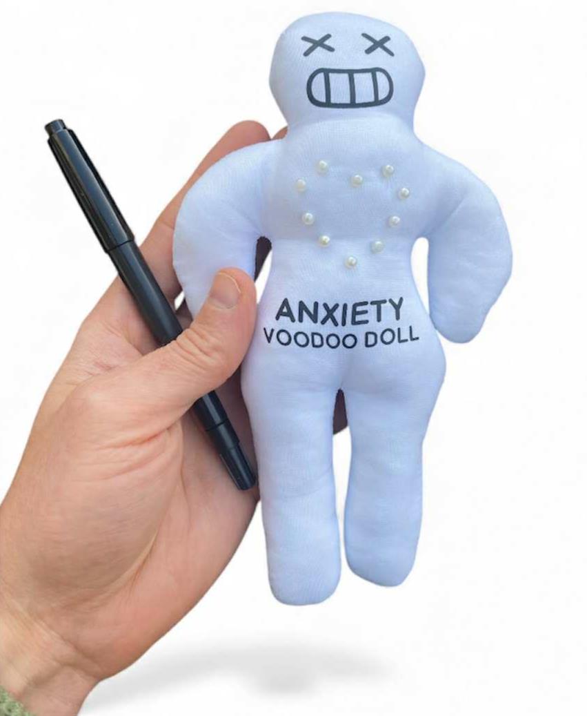 😈 Anxiety Voodoo Doll Set 😂 Stress Relief Gag Gift w/ Marker & Pins