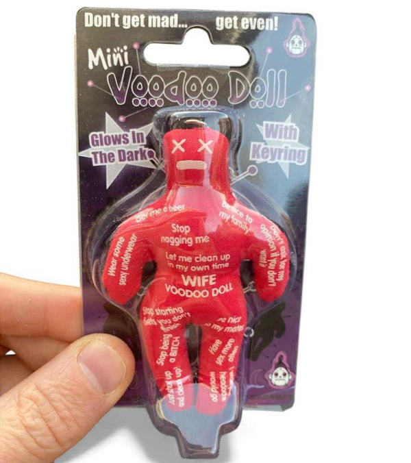 😈 Glow-in-the-Dark Mini Voodoo Doll Keychain 💀Funny Gag Stocking Stuffer Gift