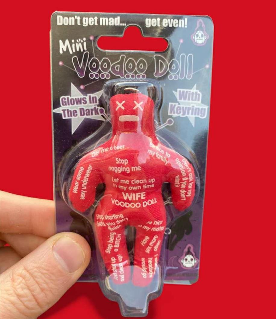 😈 Glow-in-the-Dark Mini Voodoo Doll Keychain 💀Funny Gag Stocking Stuffer Gift