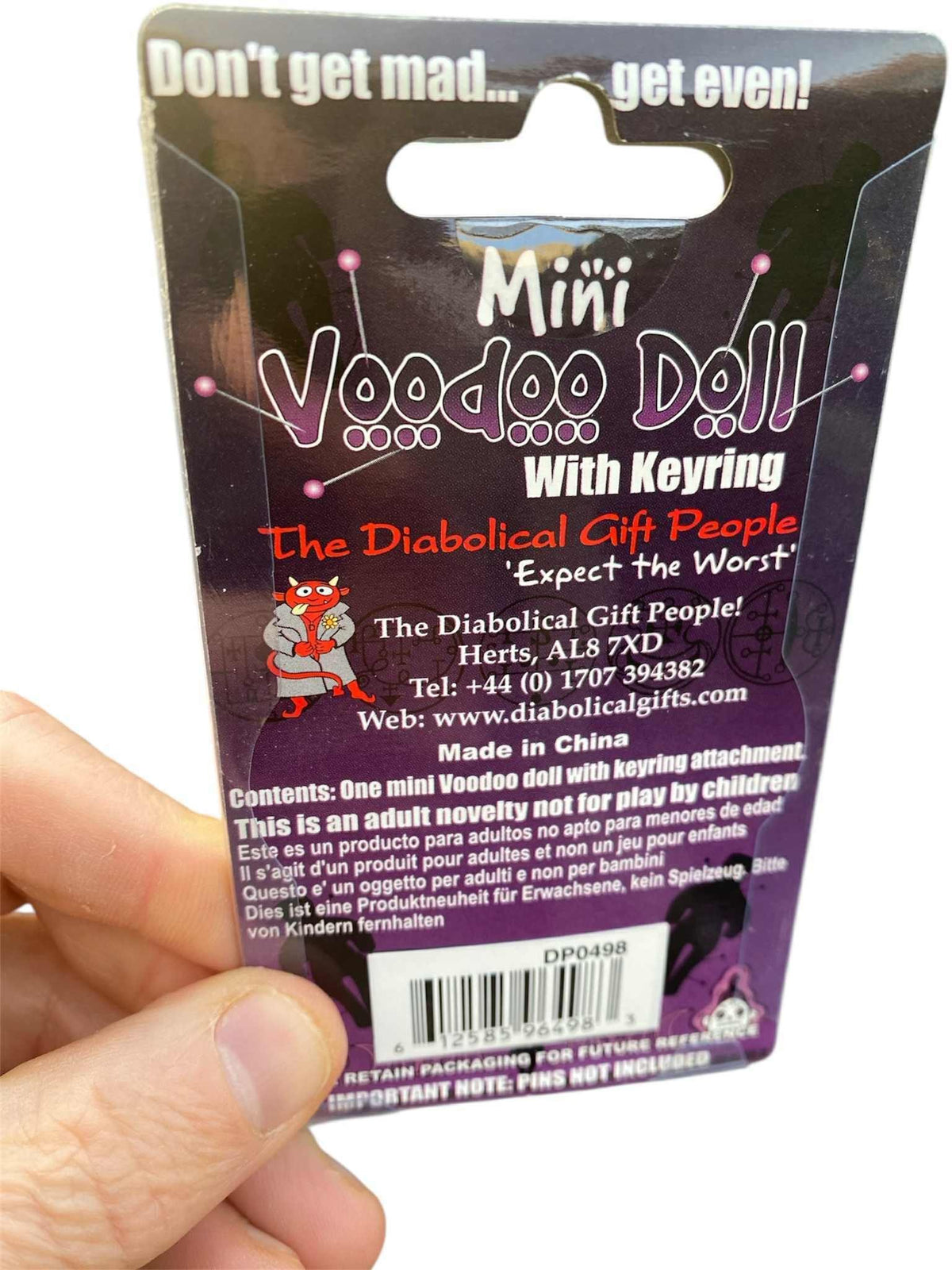 😈 Glow-in-the-Dark Mini Voodoo Doll Keychain 💀Funny Gag Stocking Stuffer Gift