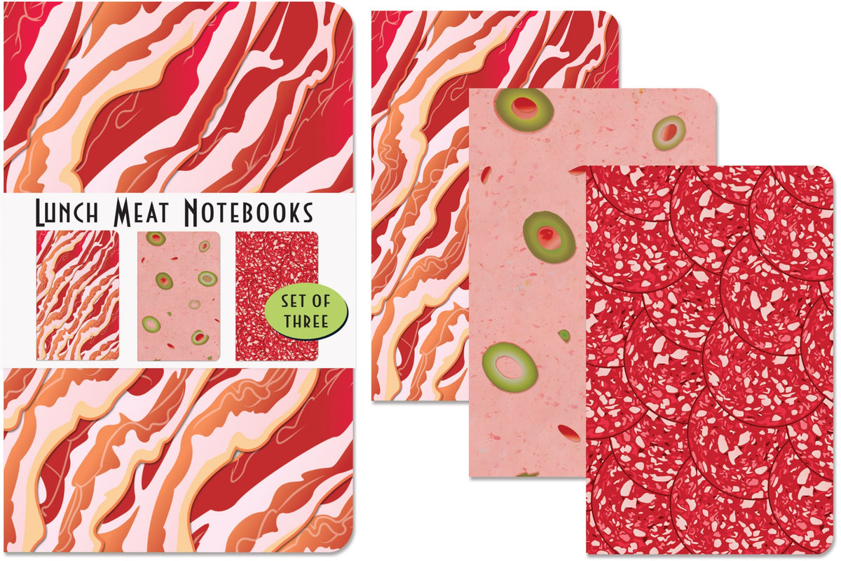 3PK Lunch Meat Notebook Journals School Kitchen Note Pad Set - Archie McPhee