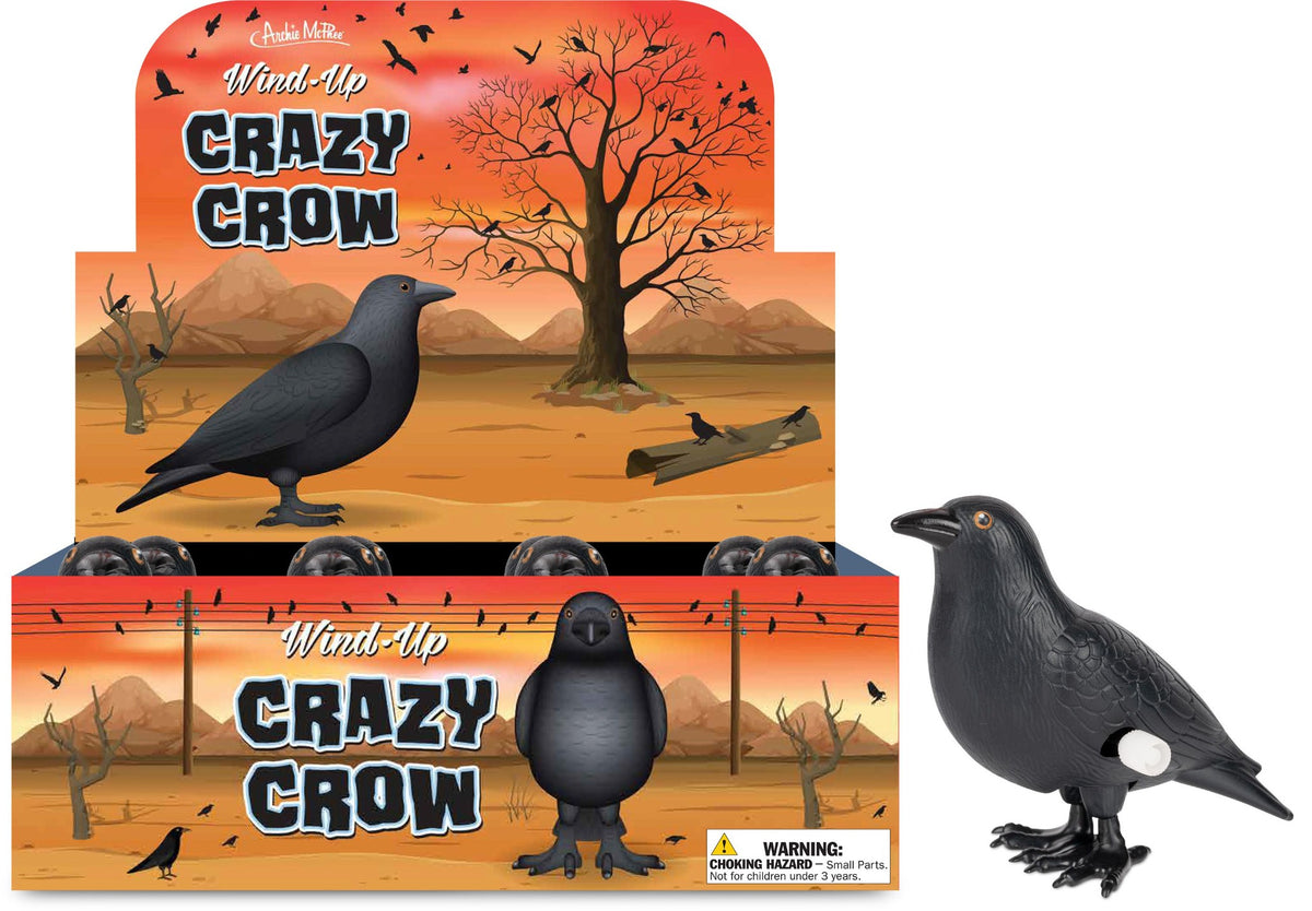 Wind-Up Crazy Crow  - Walking Classic Toy Bird Figure - Archie McPhee