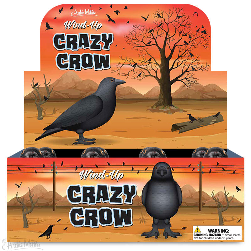 Wind-Up Crazy Crow  - Walking Classic Toy Bird Figure - Archie McPhee