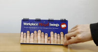 Introducing the "Workplace Mood Swings - Desk Spiral Flip Book," a hilarious addition to any office that features fingers adorned with various facial expressions. This quirky desk calendar is an ideal gift for co-workers, blending humor and practicality into a unique office communication tool. With a simple flip of the page, it transforms into a fun-filled mood indicator for your workspace.