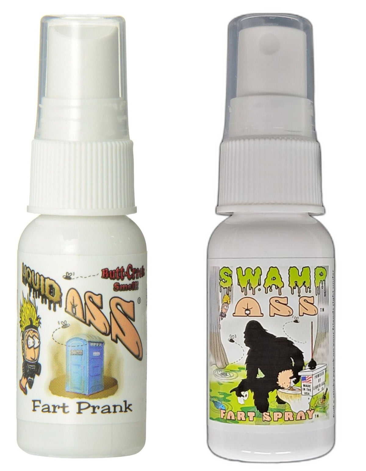 1 Liquid Ass + 1 Swamp Ass - Fart Stink Spray Bottles - Gag Prank Joke ~ COMBO